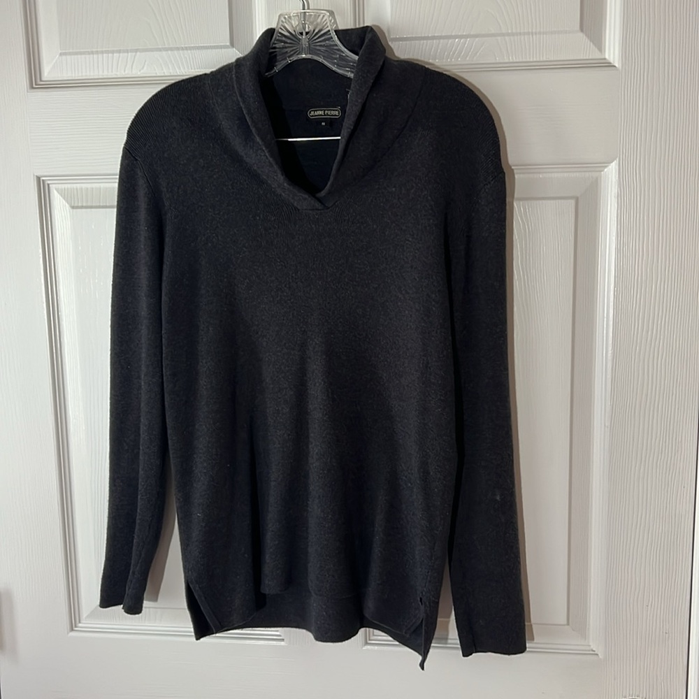 VTG JEANNE PIERRE‎ Charcoal Gray Cotton Knit SET, Sz S Long Sleeve Top & L Skirt - Picture 3 of 13